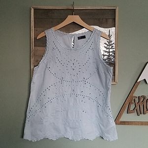 Pale blue sleeveless Embroidered Top